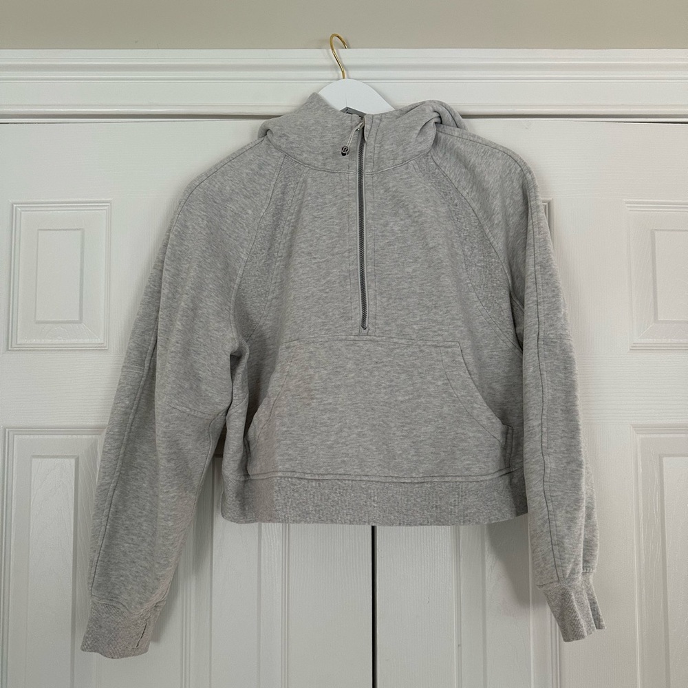 lululemon athletica Light Gray Cropped Half-Zip Hoodie